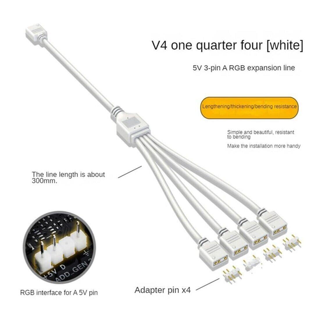 Coolmoon ARGB Splitter 5V 3 Pin Connector 1 to 4 (Black)