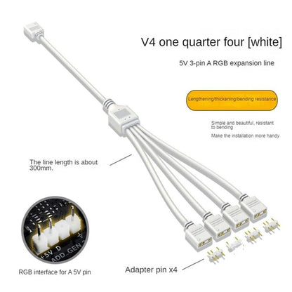 Coolmoon ARGB Splitter 5V 3 Pin Connector 1 to 4 (Black)