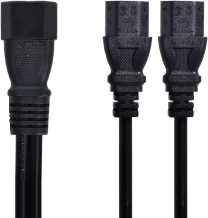 ChenYang IEC 320 C14 Male 1 to 2 C13 Female Y Splitter Power Extension Cable Adapter 10A 250V for Monitor/Computer/PDU Chassis/Printer