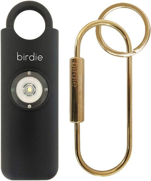 She’s Birdie––The Original Personal Safety Alarm for Women by Women––130dB Siren, Flashing Strobe Light, Solid Brass Key Chain and Key Ring in 5 Pop Colors. (Charcoal)