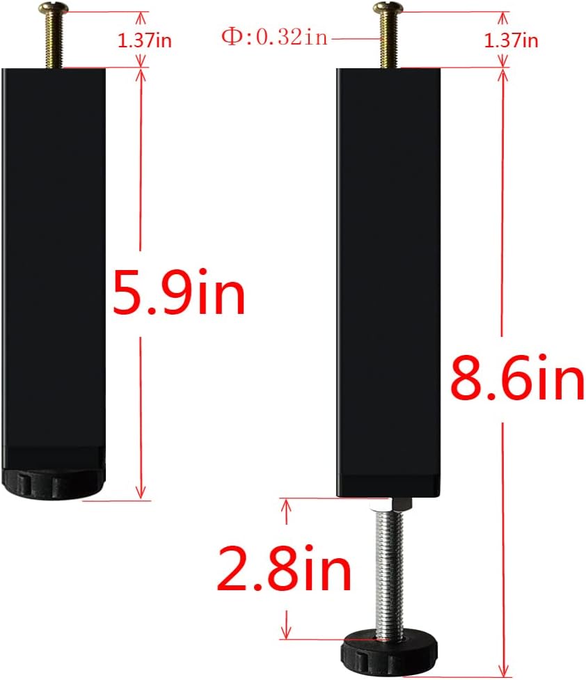 KUSRUP 2 Pcs Bed Leg Support, Adjustable Furniture Feet, Bed Feet, Metal Bed Feet (15-22cm)