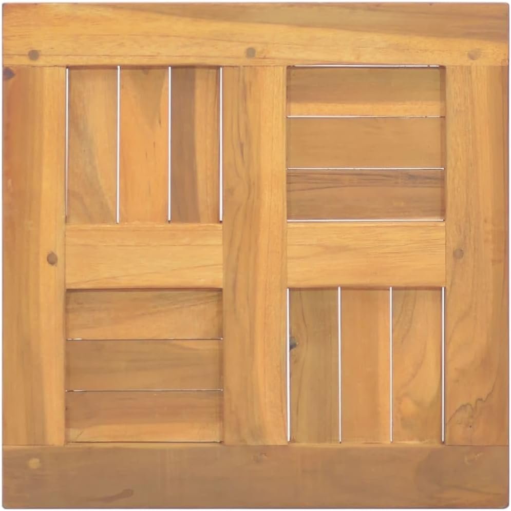 vidaXL Square Table Top 40x40x2.5 cm - Solid Teak Wood, Replaceable Table Top Suitable for Home and Commercial Use, Easy to Clean - Brown
