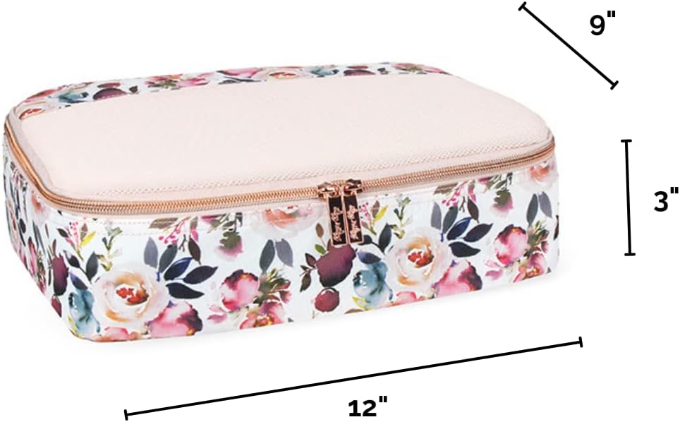 Itzy Ritzy Packing Cubes – Set of 3 Large Packing Cubes or Travel Organizers; Each Cube Features a Mesh Top, Double Zippers and a Fabric Handle; Blush Floral - Large Set (LPC9100)