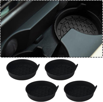 XINLIYA 4 Pack Cup Holder Coaster, 3.1" Silicone Insulation Drink Mat, Waterproof Non-Slip Sift-Proof Spill Holder, Universal Vehicle Interior Accessories Compatible with Most Cars and Trucks (Black)
