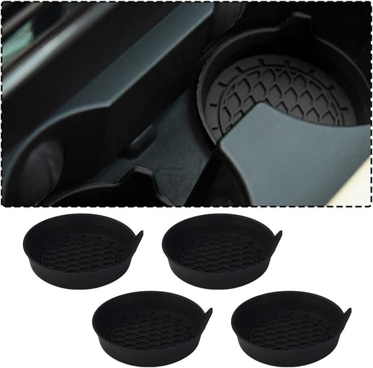 XINLIYA 4 Pack Cup Holder Coaster, 3.1" Silicone Insulation Drink Mat, Waterproof Non-Slip Sift-Proof Spill Holder, Universal Vehicle Interior Accessories Compatible with Most Cars and Trucks (Black)