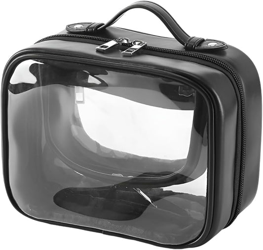 AIMALL Waterproof Travel Cosmetic Bag - Lightweight Transparent Organizer with Dual Compartments, Perfect for Women’s Makeup and Toiletries