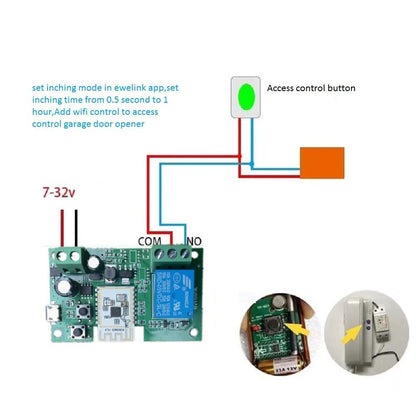 MHCOZY 1 Channel 5-32V eWelink app WiFi Bluetooth Smart Dry Contact Relay Switch Module,Phone app Remote Garage Gate Door,Work with Alexa Assistant