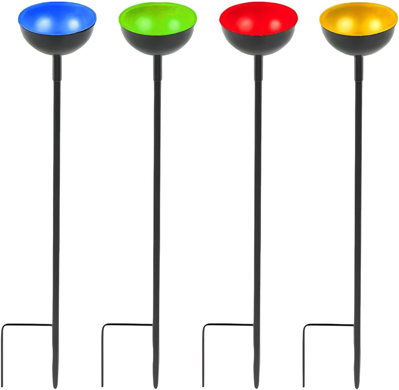 Bee Feeder Stakes - 4 Pack Bee Bathing Station | Rustproof Metal Stake Feeder, Watering Bath Bowl, Pollinator Feeding Tool for Outside Use