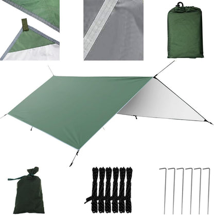 1Pcs 9.5ft*9.5ft Waterproof Tent Tarp Uv Protection with Pouch and Ultralight Hammock Tarps Waterproof Lightweight Camping Gear Haves for Outdoor Backpacking Survival Shelter (Army Green, 2.9m*2.9m)