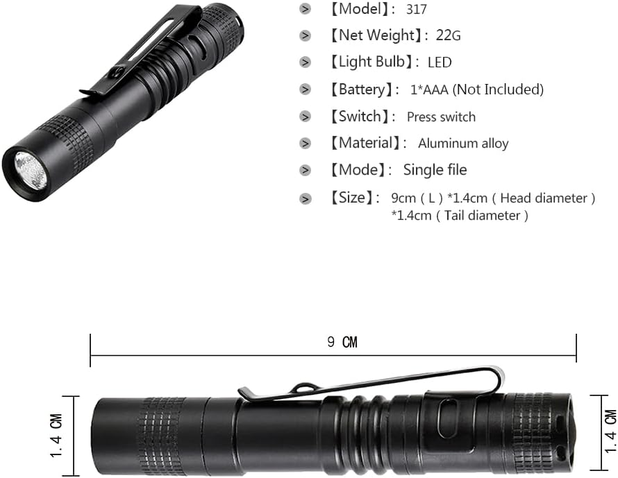 MVIOCS 5 Pack Mini Flashlight Small Flashlights LED Powerful High Lumens Tactical Pen Light with Clip,Slim Portable Pocket Compact Torch for Emergency Inspection AAA Battery Water-Resistant