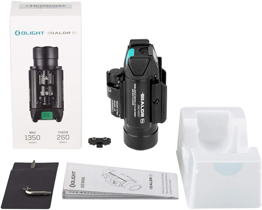 OLIGHT Baldr Pro 1350 Lumens Tactical Flashlight, Ultra Bright Light with Green Beam and White LED Combo, Compatible with 1913 or GL Rail, Light Powered by Batteries (BK)