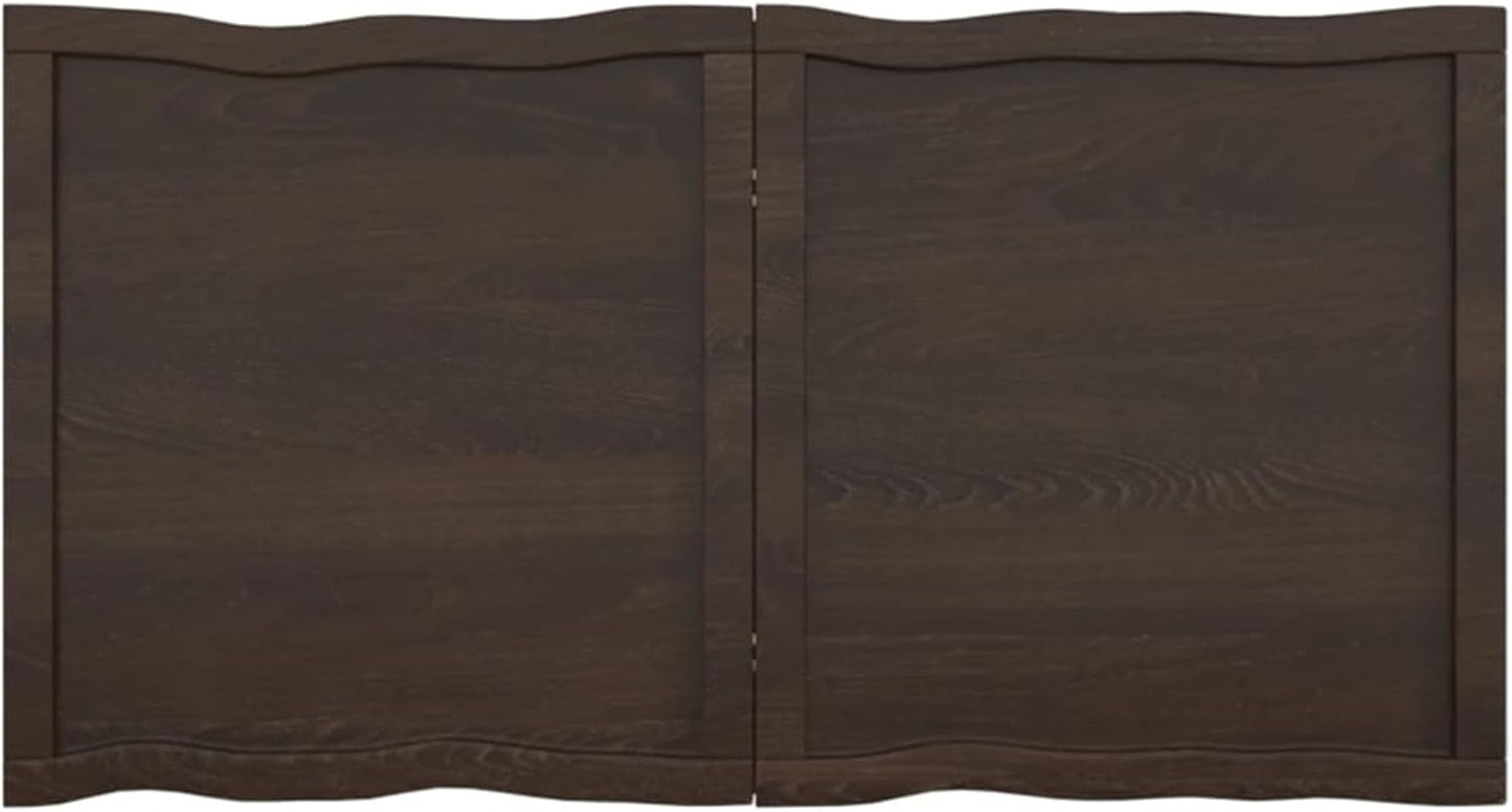 Solid Wood Tabletop, Dark Brown, 120 x 60 x (2-4) cm, Live Edge, Replacement for Kitchen Coffee Table, Dining Table, Desk Surface, Durable & Stylish Top