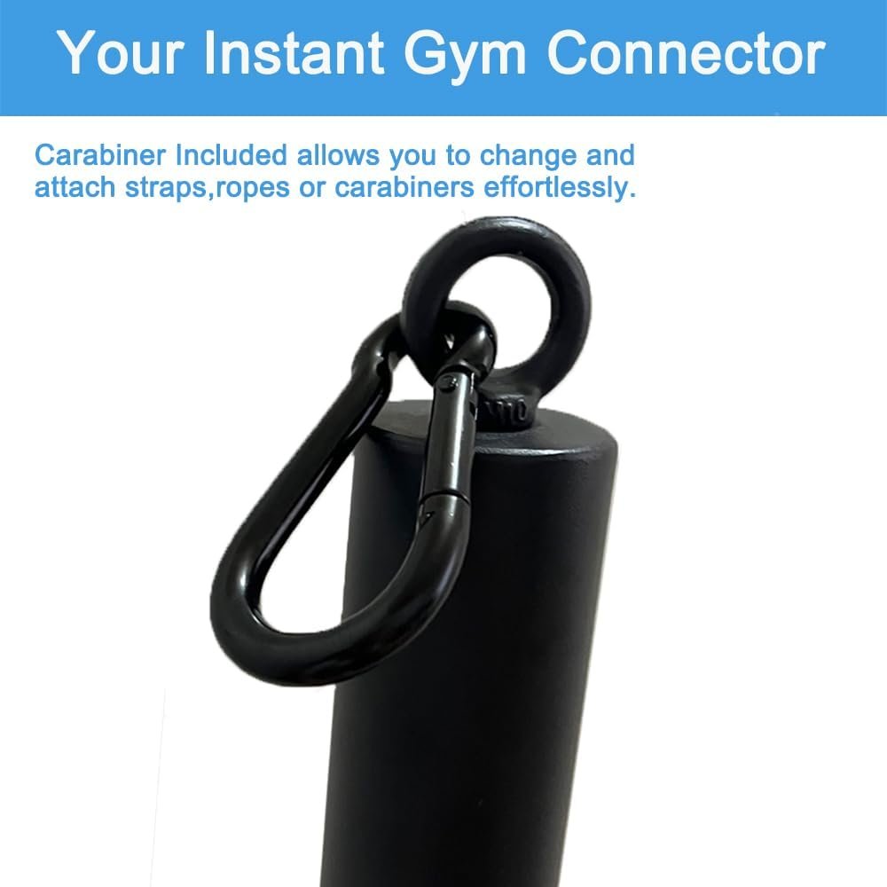 Loading Pin with Carabiner fit 2 inch Olympic Weight Plate,Heavy Duty Weight Loading Pin Long for Cable Pulley System LAT Pulldown,440LB Capacity,Anti-Slip Base,Commercial & Home Gym Use