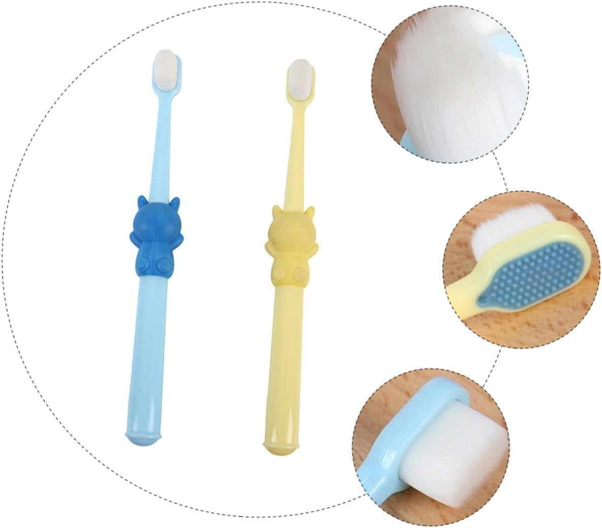 HAMPPLIES 2pcs Toothbrush Soft Bristle Teeth Cleaning Brush for Gentle Care Cartoon Design for Childrens Oral Hygiene