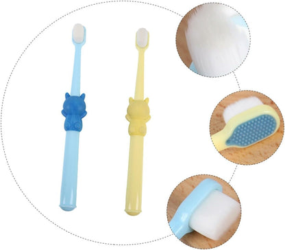 HAMPPLIES 2pcs Toothbrush Soft Bristle Teeth Cleaning Brush for Gentle Care Cartoon Design for Childrens Oral Hygiene