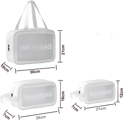 QYINXIU TSA Approved Travel Toiletry Bag, 3 X Cosmetic Bag Clear, Clear Bags for Travel, Quart Size Travel Makeup Bag for Women Men (White)