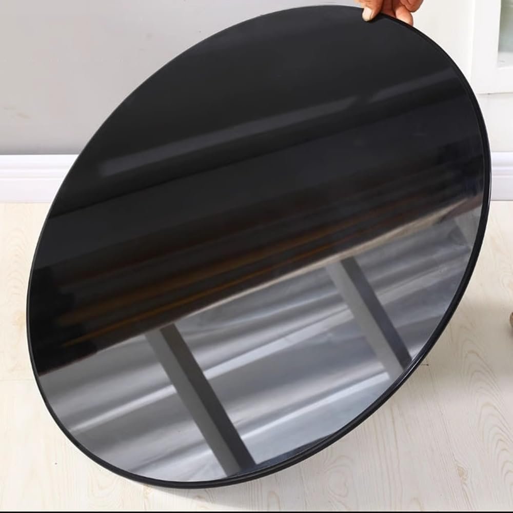 NILZA Round Glass Table Top Tempered Glass Tabletop 1/4" Thick Dining Table Glass Top, Black Polished Edge 15in 20in 24in 32in (Size : 450mm(18In))