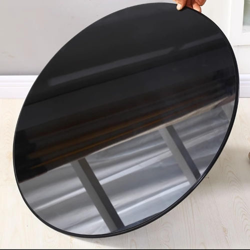 NILZA Round Glass Table Top Tempered Glass Tabletop 1/4" Thick Dining Table Glass Top, Black Polished Edge 15in 20in 24in 32in (Size : 450mm(18In))