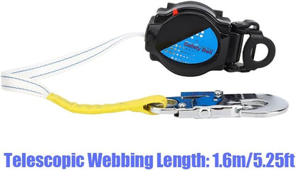 Lwuey Self Retracting Lifeline, 1.6M Telescopic Fall Protection Roofing Safety Heavy Duty Snap Hook Harness Anti Quick Action Braking System Restraint Device Retractable Lanyard Outdoor Work Equipment