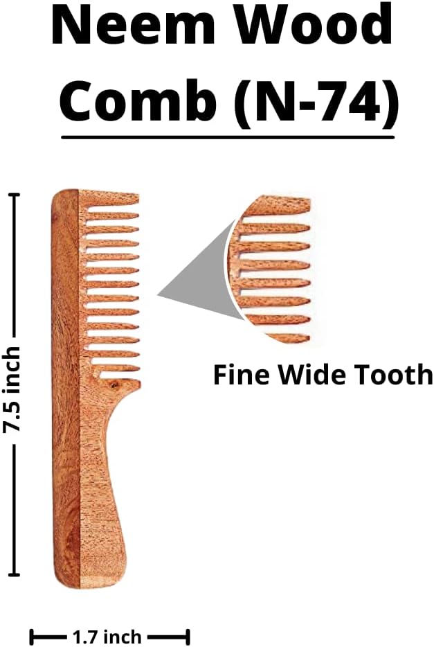 SVATV Handcrafted Neem Comb For Detangling Hair For Thick, Curly And Wavy Hair, Non-static And Eco-friendly With Wide Tooth For Grooming Hair Comb - (N-74)