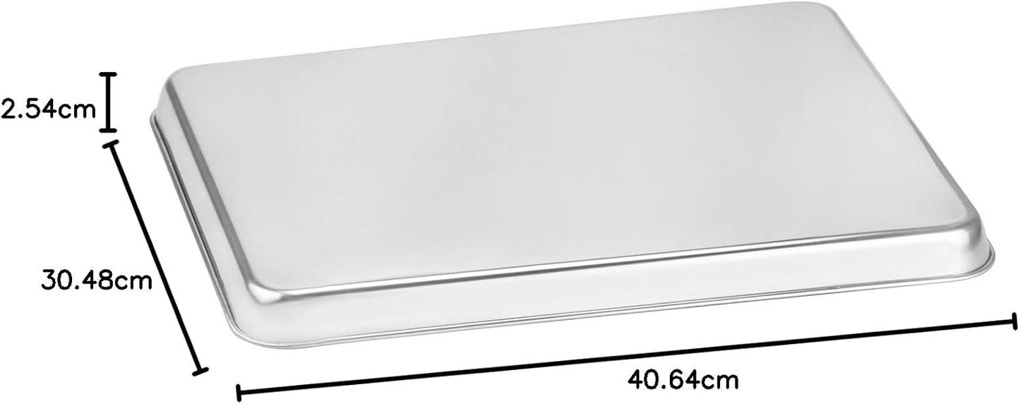 Suwimut Baking Sheet Set of 4, Heavy Duty Stainless Steel Baking Pans Tray Cookie Sheet, Toaster Oven Tray Pans Half Sheet Pan for Baking, Non Toxic, Easy Clean and Dishwasher Safe