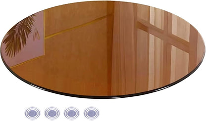 Tempered Glass Patio Table Top Transparent Black/Brown Round 40/50/60/80cm Ideal for Kitchen Dining or Coffee Table Rounded Edge Design