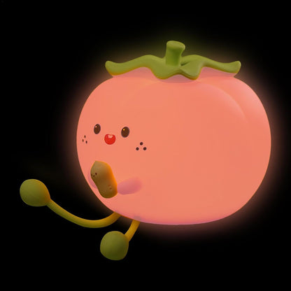 Silicone Lamp - Adorable Persimmon Multi-Color Lamp | 3 Dimmable, Touch-Sensitive, Rechargeable, Night Light for Kids, Soothing Bedtime Ambience