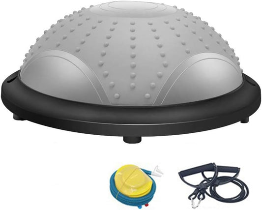 HPAMR Balance Ball Trainer Gym Ball Yoga Pilates Ball with Resistance Bands and Foot Pump Inflatable Yoga Ball Yoga Half Ball Yoga Aid for Home Gym Workouts, Loss Shaping