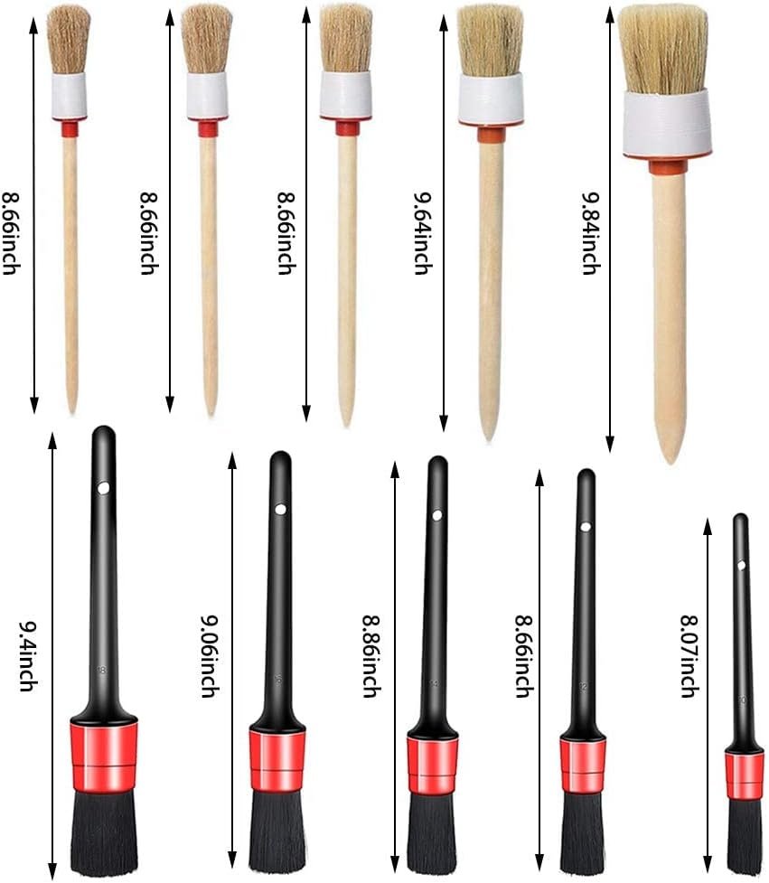 10PCS DUALSHINE Car Auto Detailing Brush Set, Auto Detailing Brushes Cleaner Car Detailing Brushes Exterior, Car Interior Brush for Detailing Cars Automotive Interior, Wheels, Exterior, Leather