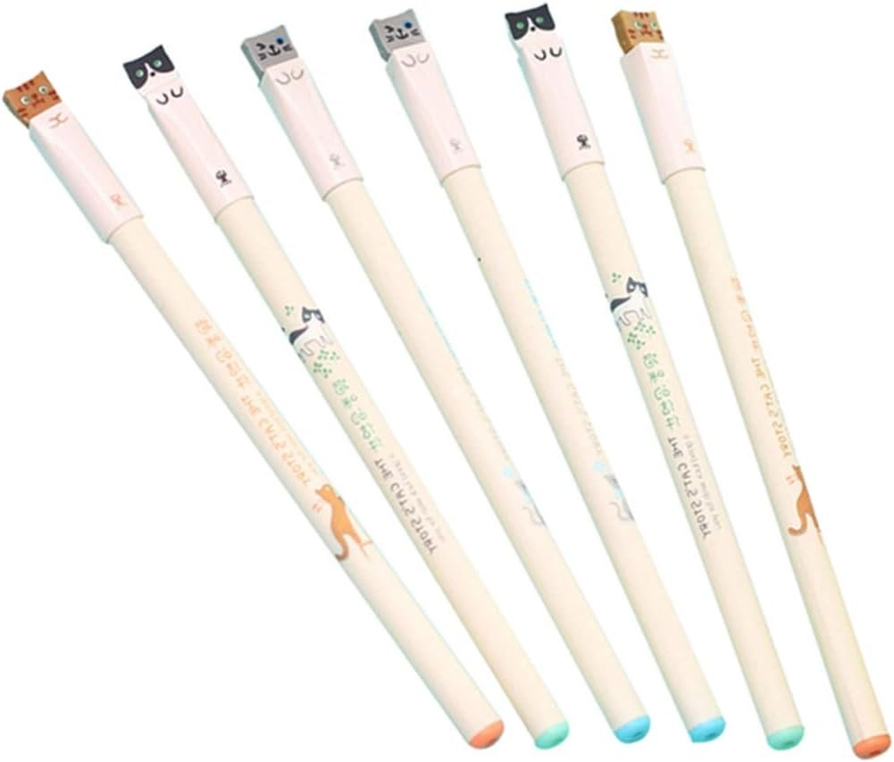 STOBOK Cute Cat Gel Pens 0.38mm Black Ink Japanese Stationery for Office School