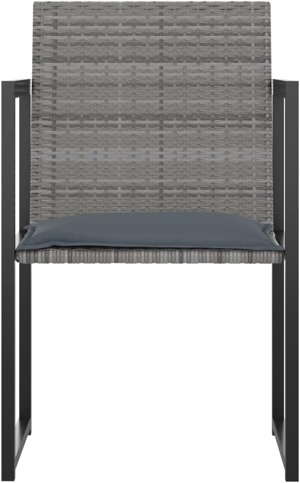 vidaXL 9 Piece Modern Outdoor Dining Set, Poly Rattan Construction with Cushions and Tempered Glass Table Top, Garden/Patio Furniture - Grey
