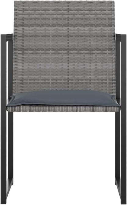 vidaXL 9 Piece Modern Outdoor Dining Set, Poly Rattan Construction with Cushions and Tempered Glass Table Top, Garden/Patio Furniture - Grey