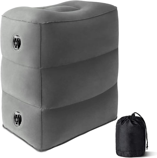 Baiao Inflatable Footrest Pillow for Airplane Travel, 3-Tier Height Adjustable for Sleeping, Suitable for Office, Home and Any Journey