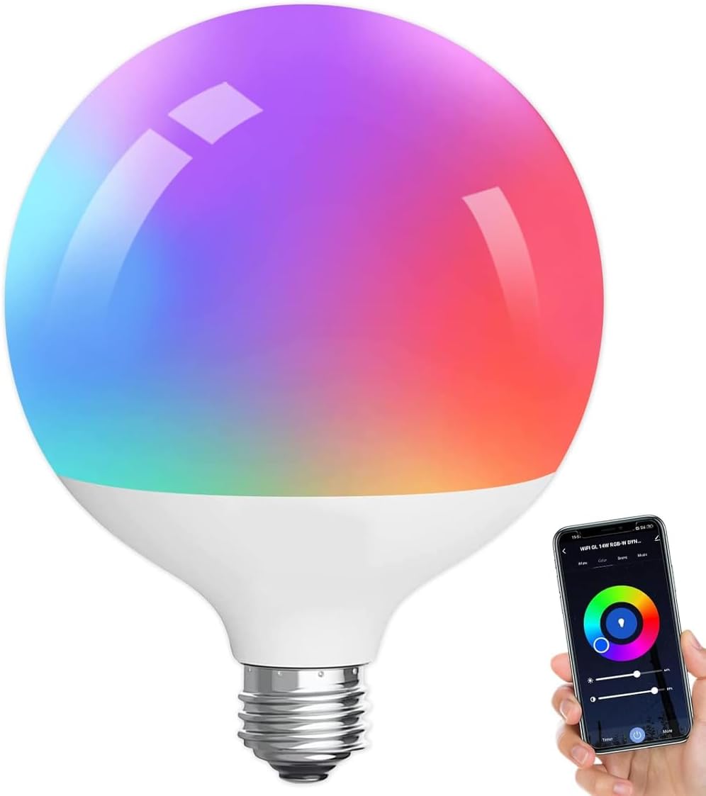 WIBY TUYA Smart Life G125 E27 LED Filament Bulb 4.9 W WIFI Dimmable APP Adjustable Colour Light RGB + 1800K