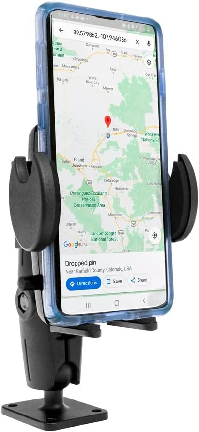 ARKON Mounts Drill-Base Mega Grip Phone Mount | Universal Phone Fit | 360° Adjustable Angle | Flat Surface AMPS Mounting | Compatible with iPhone, Galaxy, Note, Pixel, and More | SM4RM2XMAMPS