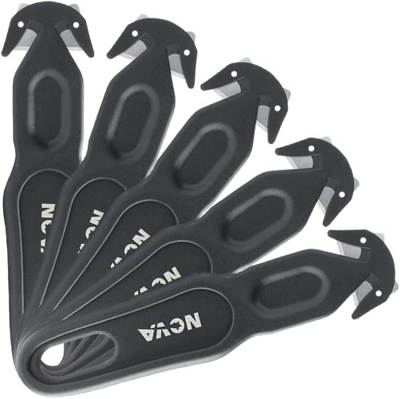 Nova Safety Cutter Tool, Ergonomic Film Cutting Blade, Box, strap, carton and package Opener (Black, 5 Pack)