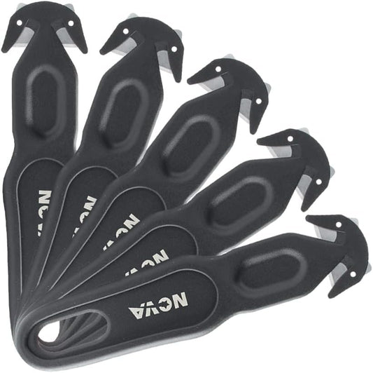 Nova Safety Cutter Tool, Ergonomic Film Cutting Blade, Box, strap, carton and package Opener (Black, 5 Pack)