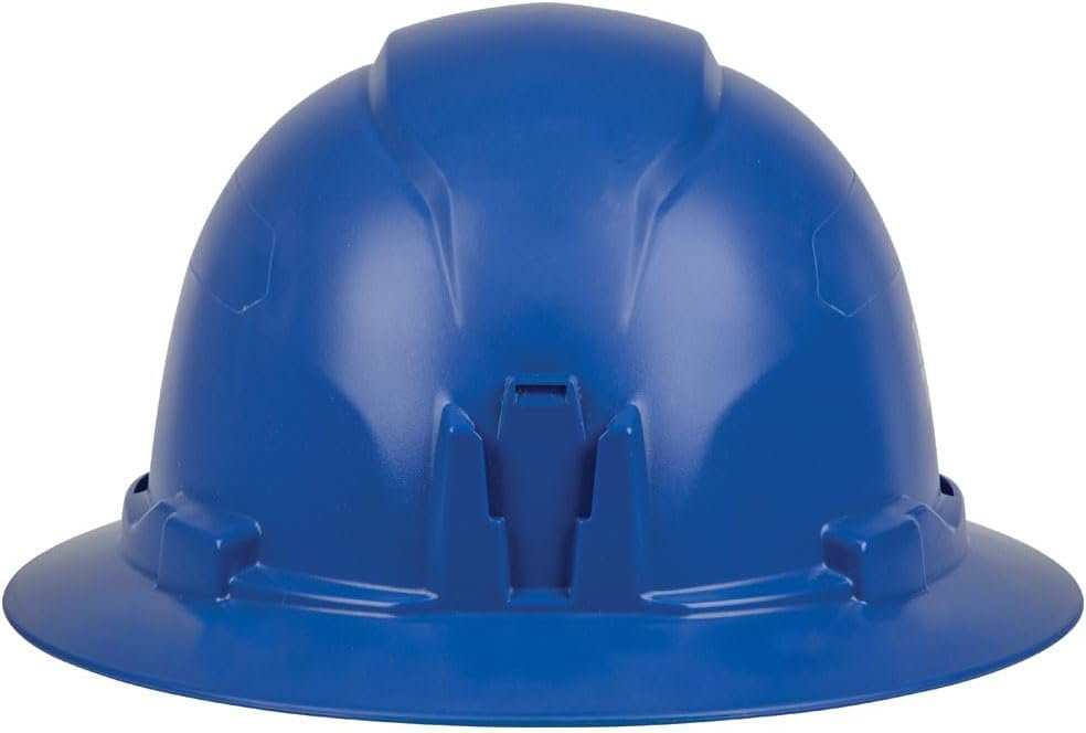 Klein Tools 60249 Hard Hat, Non-Vented, Full Brim Style, Padded Self-Wicking Odor-Resistant Sweatband, Tested up to 20kV, Blue