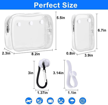 Everfunny 3 Packs Clear Bogg Beach Tote Bag with 2 Pack Insert Hooks Accessories for Bogg Bags Travel Makeup Clean Toiletry Brush Organizer Cosmetic Divider Storage Inner Pouch, White set of 2
