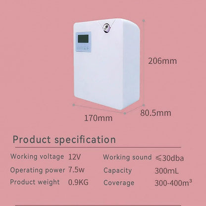 Smart Scent Air Machine, Wall-Mounted Air Scent Diffuser, 300ML Oil Waterless Condensation Nebulization, Bluetooth WiFi Aromatherapy Diffuser App Control with Timer, for Home, Office, Hotel (Color :