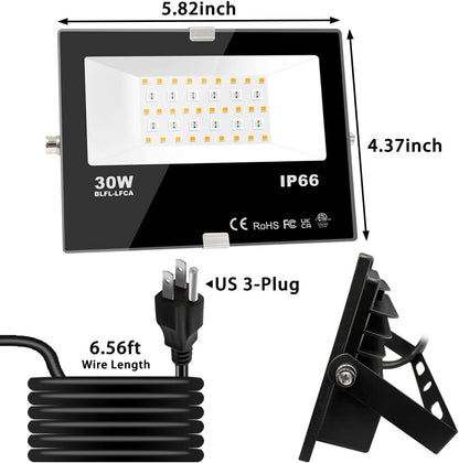LED Flood Light Outdoor 30W, 300W Equivalent 3000LM Smart RGB Landscape Lighting with APP Control, DIY Scenes - Timing - Warm White 2700K - Color Changing Uplight, IP66, US Plug MELPO(4 Pack)