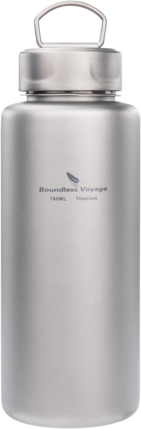Boundless Voyage Titanium Water Bottle Ultralight Leakproof Gym Sports Bottle Wide Mouth Drinkware for Outdoor Camping Hiking (Ti3012D-700ml)