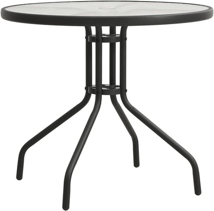 'vidaXL Steel Bistro Table - Anthracite Coloured Round Patio Table with Tempered Glass Top for Outdoor and Indoor Use