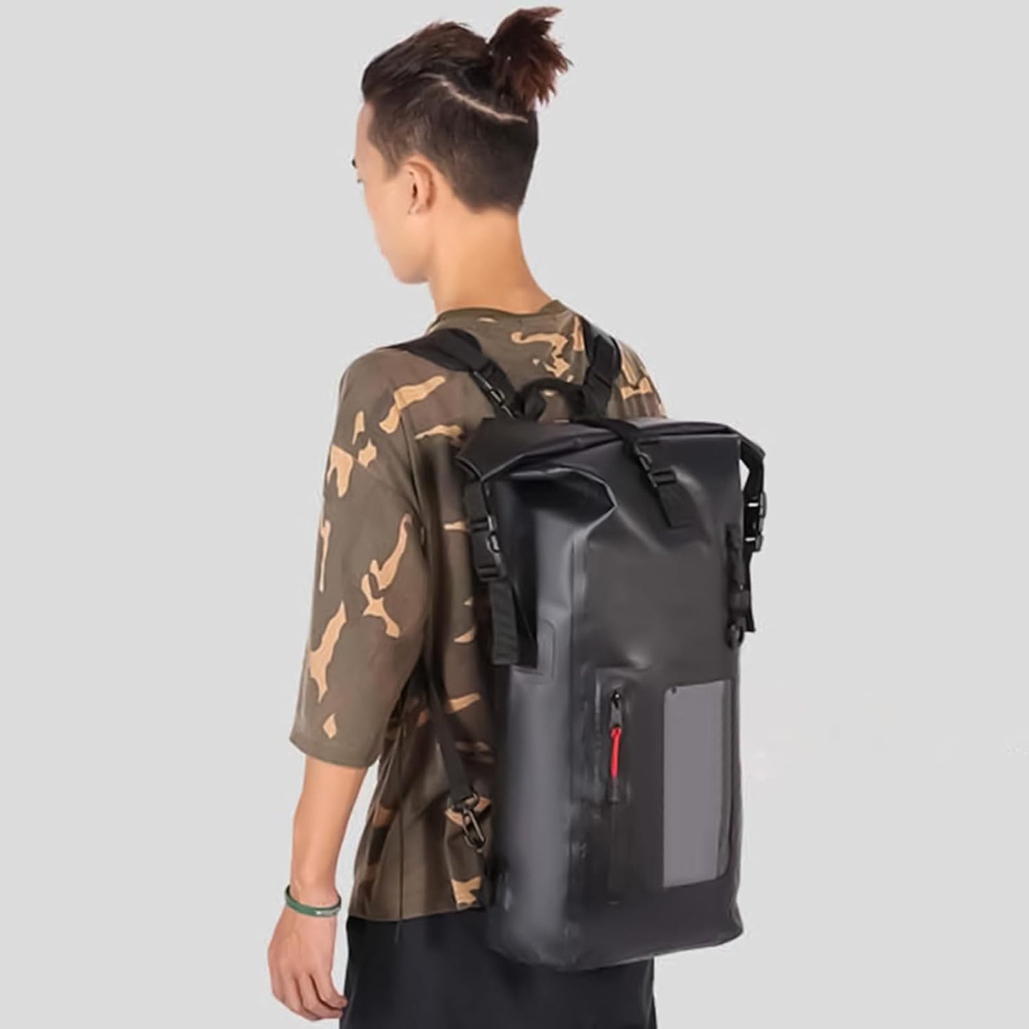 Dry Backpack, Waterproof Bags Backpack, 11.02x6.3x25.98 Inches Large Capacity Portable Storage, Camping Gear Bag for Swimming, Kayaking, Boating, Beach and Outdoor Travel, Black, Refer to description