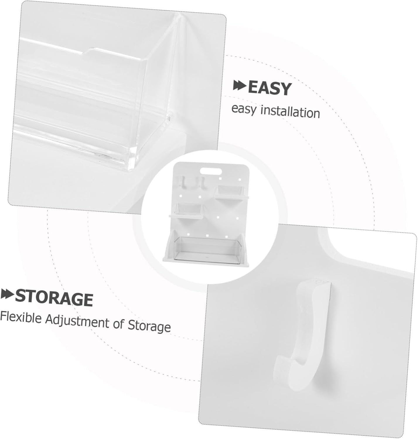 PENIKOKO 1set Diy Pegboard Organizer with Vertical Storage No Drill Installation Includes Boards Hooks Space-saving Office Supply Rack for Workspace Organization