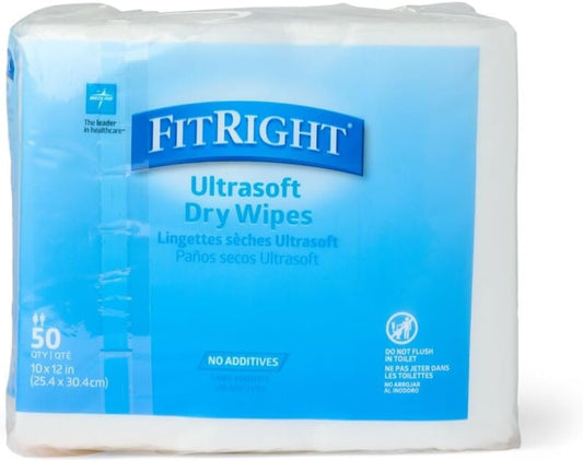 Medline Disposable Dry Cleansing Cloth Wipe, 500 Count, Wipe Size 10 x 13 inches, Dry cloth for baby wipes and incontinence care