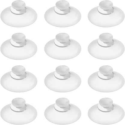 12 Pieces 0.8 inch Mini Clear Suction Cups for Glass, Without Hooks Without Holes, Plastic Sucker Pads for Festival Decoration Home Organization Window Car
