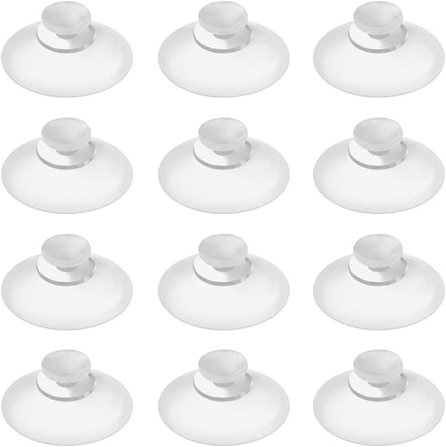 12 Pieces 0.8 inch Mini Clear Suction Cups for Glass, Without Hooks Without Holes, Plastic Sucker Pads for Festival Decoration Home Organization Window Car