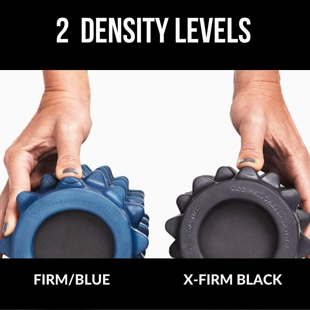 RumbleRoller - Extra Firm Textured Muscle Foam Roller Manipulates Soft Tissue Like A Massage Therapist (Black, Mid Size)