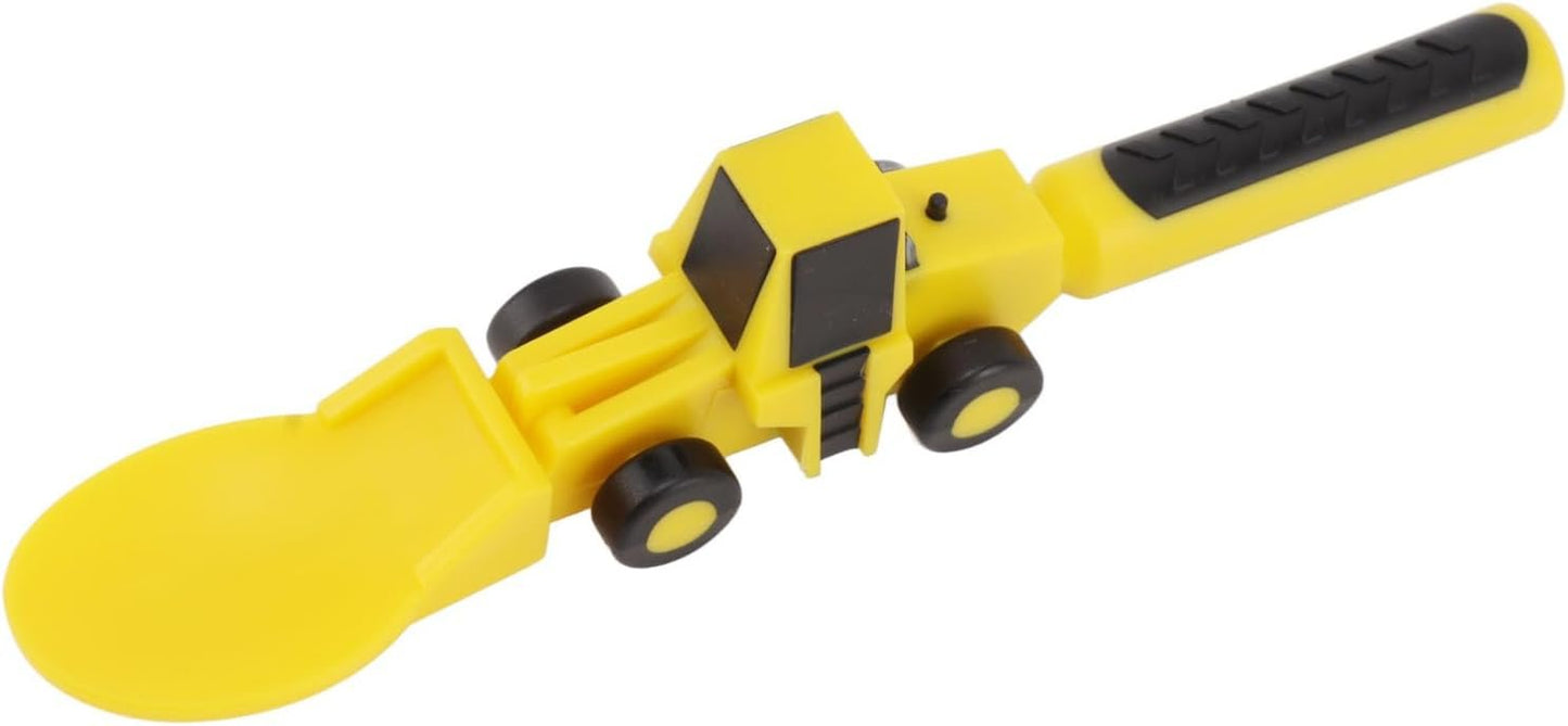Construction Themed Utensils, Excavator Fork Spoon, Eating Set with Pusher, Safe and Easy to